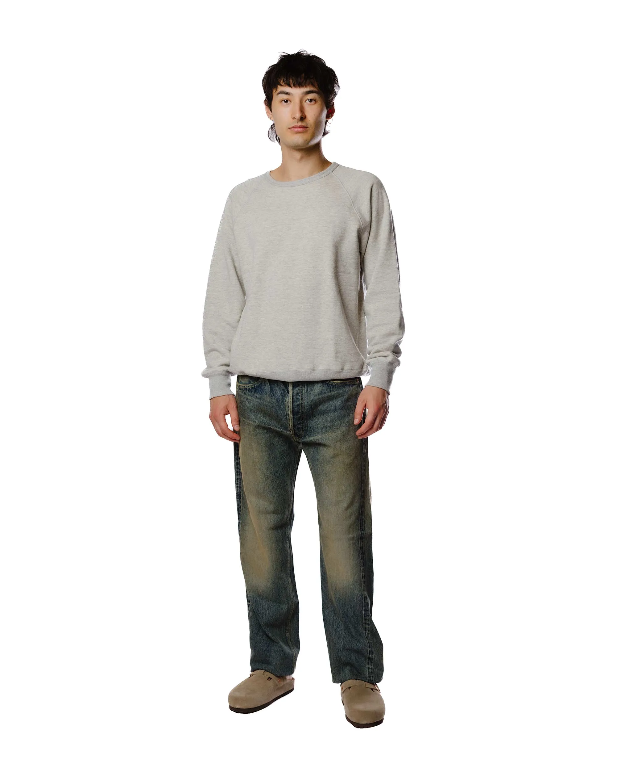 The Real McCoy's MC21018 9oz. Loopwheel Raglan Sleeve Sweatshirt Ash Grey Active Comfort Comfy Layer