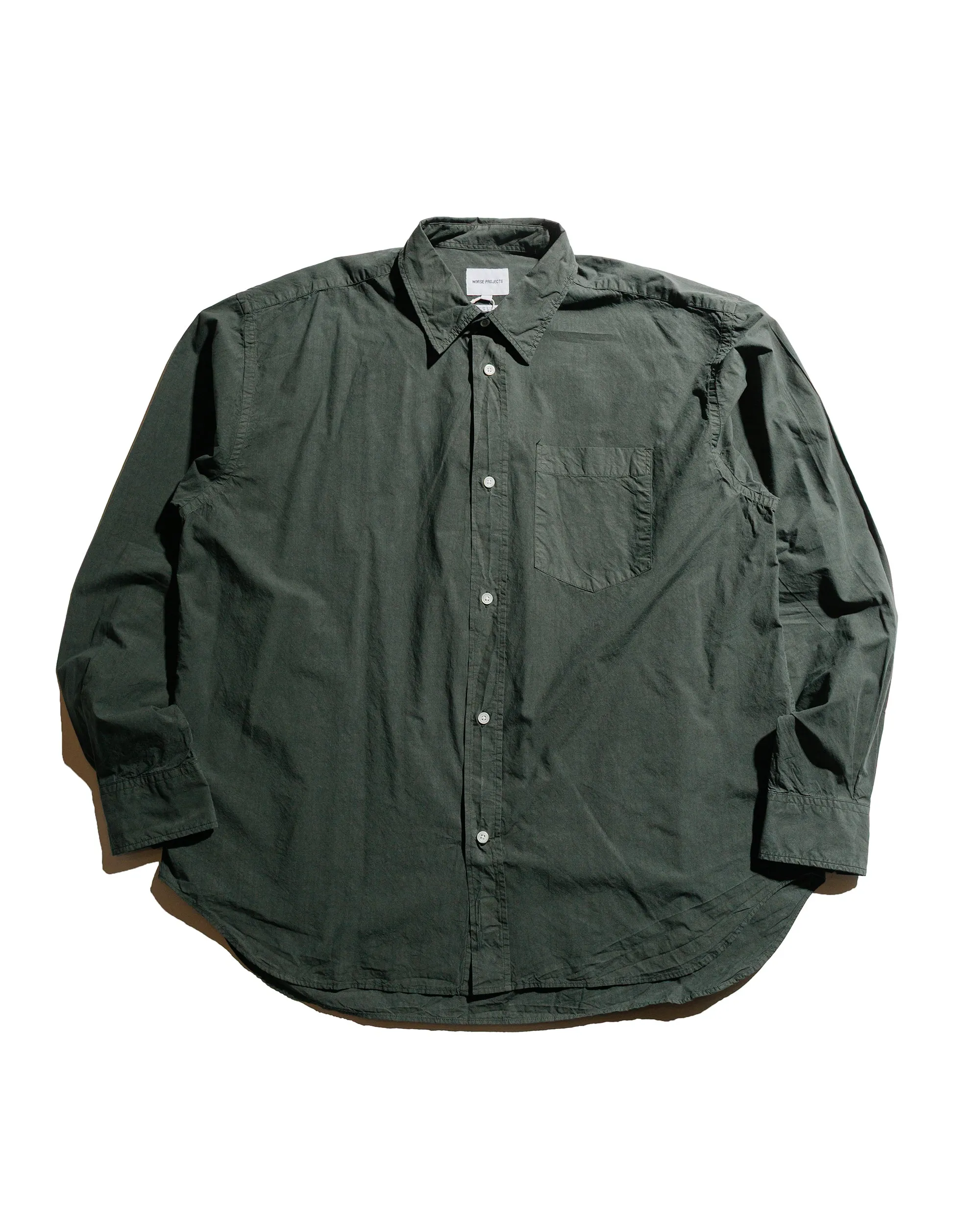 Dinner Date Polished Placket Norse Projects Ole Cotton Tencel Shirt Black Olive