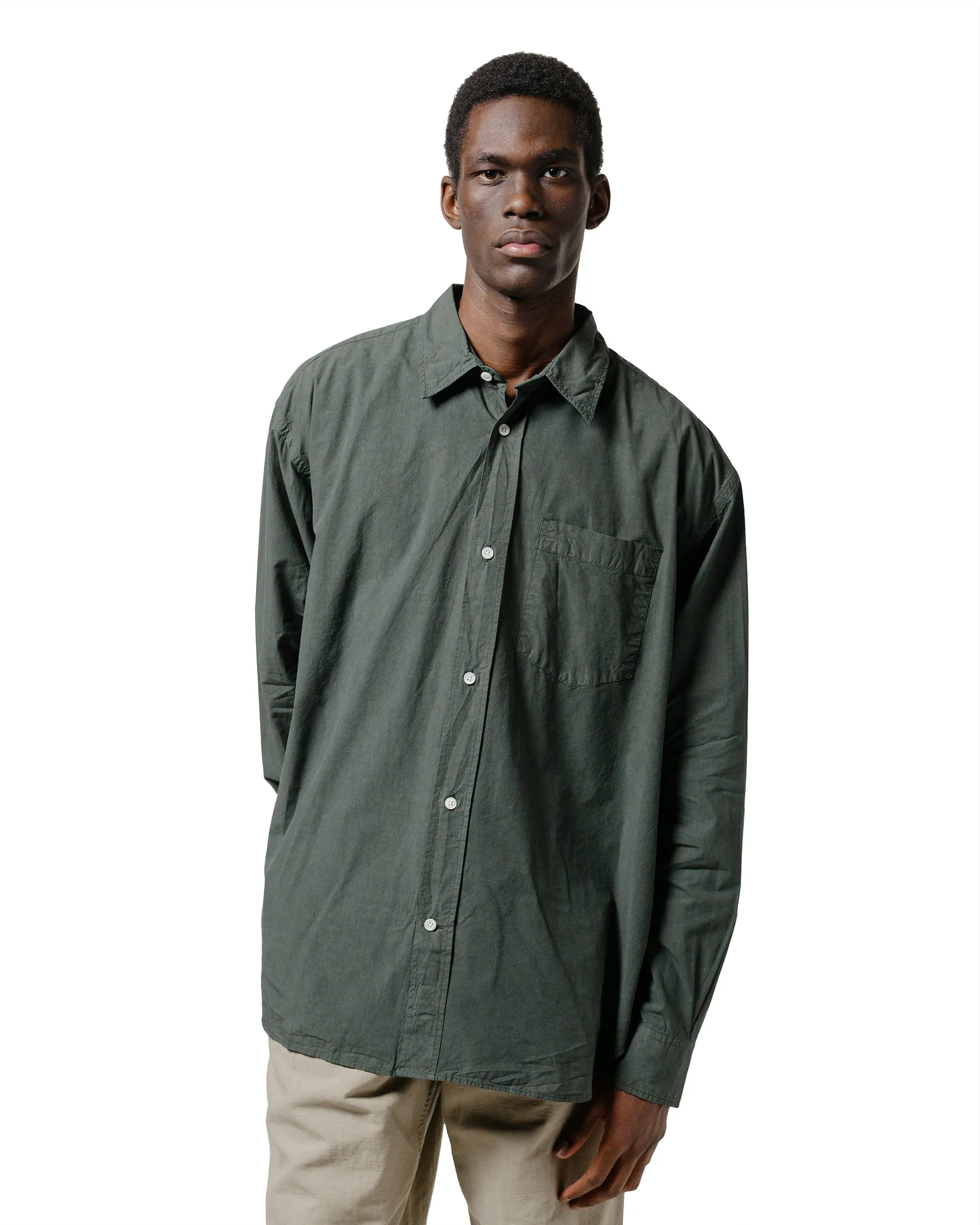 Ventilated Back Panel Cocktail Event Norse Projects Ole Cotton Tencel Shirt Black Olive