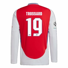 Casual Motion Silent Fit adidas Arsenal Leandro Trossard Home Long Sleeve Jersey w/ Champions League Patches 24/25 (Better Scarlet/White)