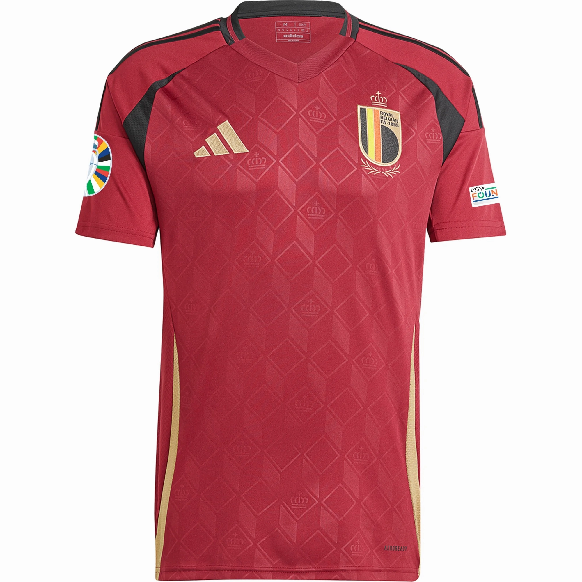 adidas Belgium Home Jersey w/ Euro 2024 Patches 24/25 (Burgundy) Flattering Drop Shoulder