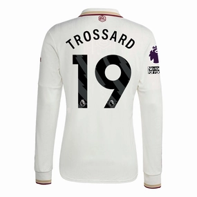 Fit Tech Breathable mesh lining adidas Arsenal Leandro Trossard Third Long Sleeve Jersey w/ EPL   No Room For Racism 25/26 (White/Burgundy)