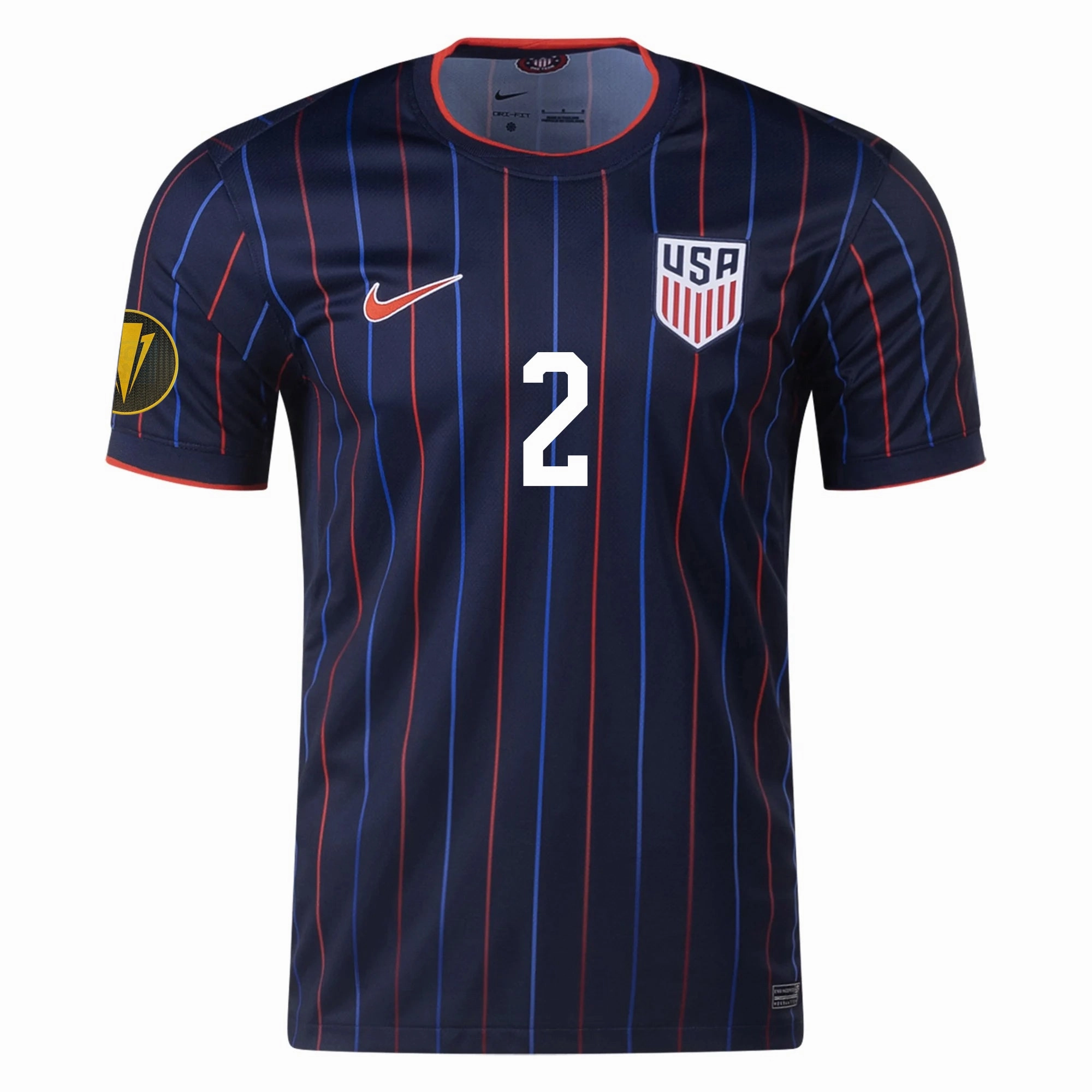 Athletic Performance Enhancement Dynamic Fit Engineering Nike John Tolkin United States Away Jersey 25/26 w/ Gold Cup Patch 2025 (Obsidian/Challenge Red)