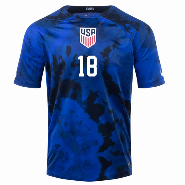 Quick Release Moisture Transfer Nike United States Ricardo Pepi Away Jersey 22/23 (Bright Blue/White)
