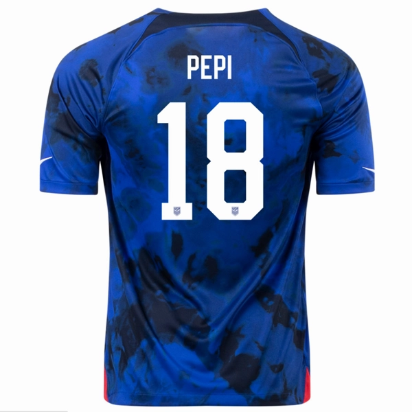 Athletic Collar Style Nike United States Ricardo Pepi Away Jersey 22/23 (Bright Blue/White)