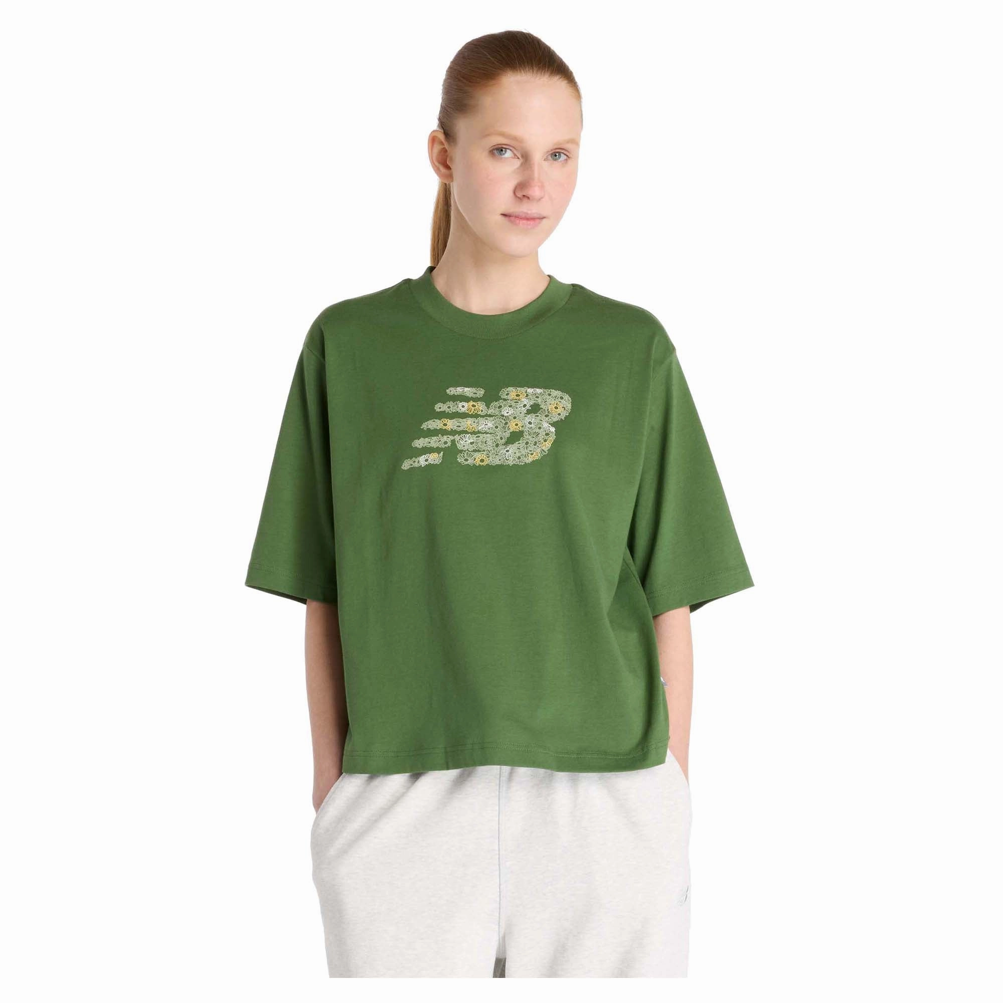 Women's Flower Logo Crew T-Shirt Indoor Event Vintage Style