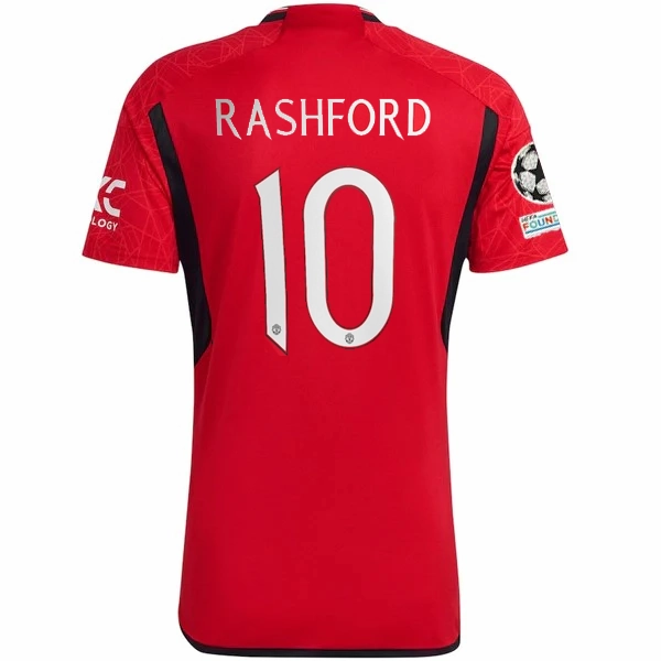 adidas Manchester United Authentic Marcus Rashford Home Jersey 23/24 w/ Champions League Patches (Team College Red) Hyper Fit