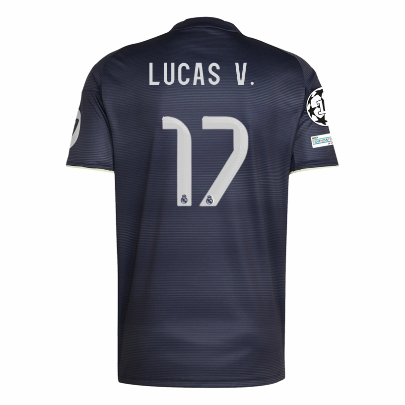 Streetwear Style adidas Lucas V. Real Madrid 25/26 Away Jersey w/ Champions League Patches (Legend Ink)