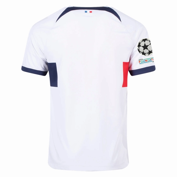 Nike Paris Saint-Germain Away Jersey w/ Champions League Patches 23/24 (White/Midnight Navy) Premium Quality Stitching