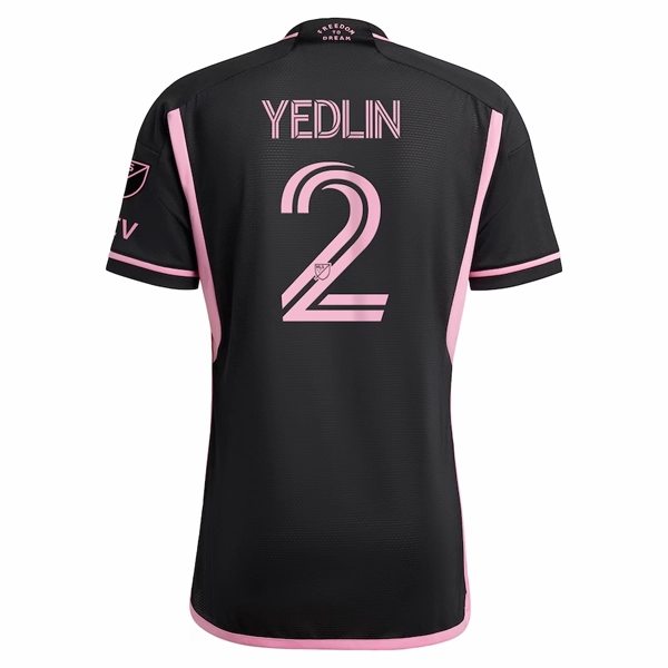 Balanced Fit adidas Inter Miami DeAndre Yedlin Authentic Player Version Away Jersey 23/24 w/ MLS Patches (Black/Pink)