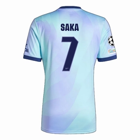 Casual Vibes adidas Arsenal Bukayo Saka Third Jersey w/ Champions League Patches 24/25 (Clear Aqua/Light Flash Purple)
