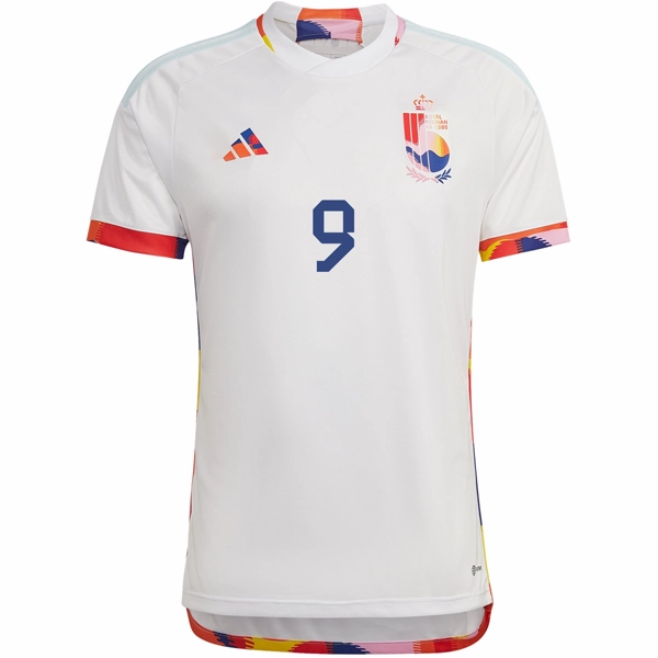 adidas Belgium Romelu Lukaku Away Jersey 22/23 (White/Multi) Flexible Collar Design Endurance Gear