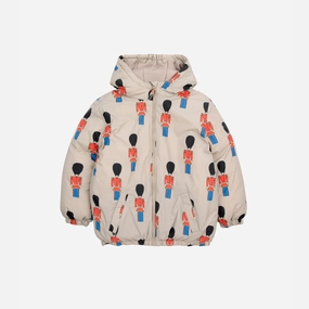 Modern Day Look Friction Reducing Lining Bobo Choses Little Tin Soldiers all over anorak, Light Brown