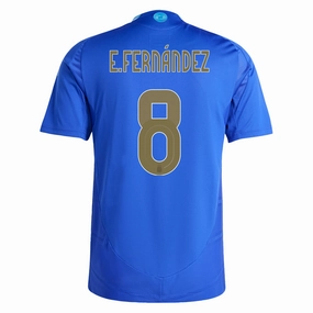 adidas Argentina Authentic Enzo Fernandez Away Jersey 24/25 (Lucid Blue/Blue Burst) Stretchable Ribbed Collar Quick Change
