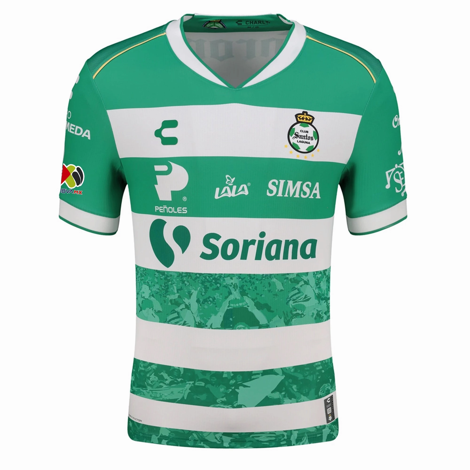 Tight Knit Classic Feel Charly Bruno Amione Men's Santos Laguna Home Jersey 25/26 w/ BBVA MX Patches (Green/White)
