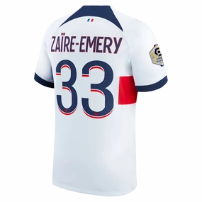 Sporty Layers Sporty Look Nike Paris Saint-Germain Zaire-Emery Away Jersey w/ Ligue 1 Patch 23/24 (White/Midnight Navy)