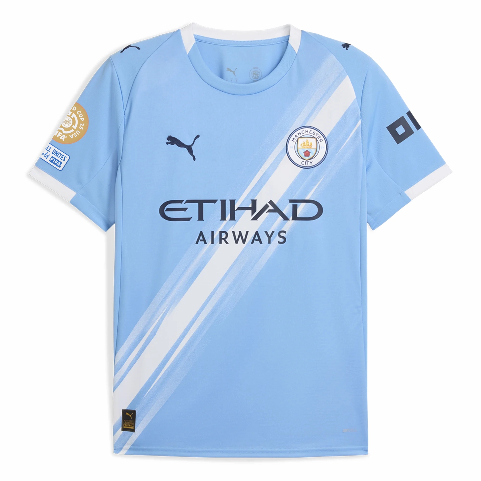 Sporty Layers Moisture Lock Layer Puma Manchester City Home Jersey w/ Club World Cup Patches 25/26 (Team Light Blue/Puma White)
