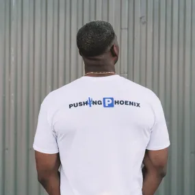 Street Light Cozy Pullover Manor "Pushing Phoenix" T-Shirt M - White / Blue