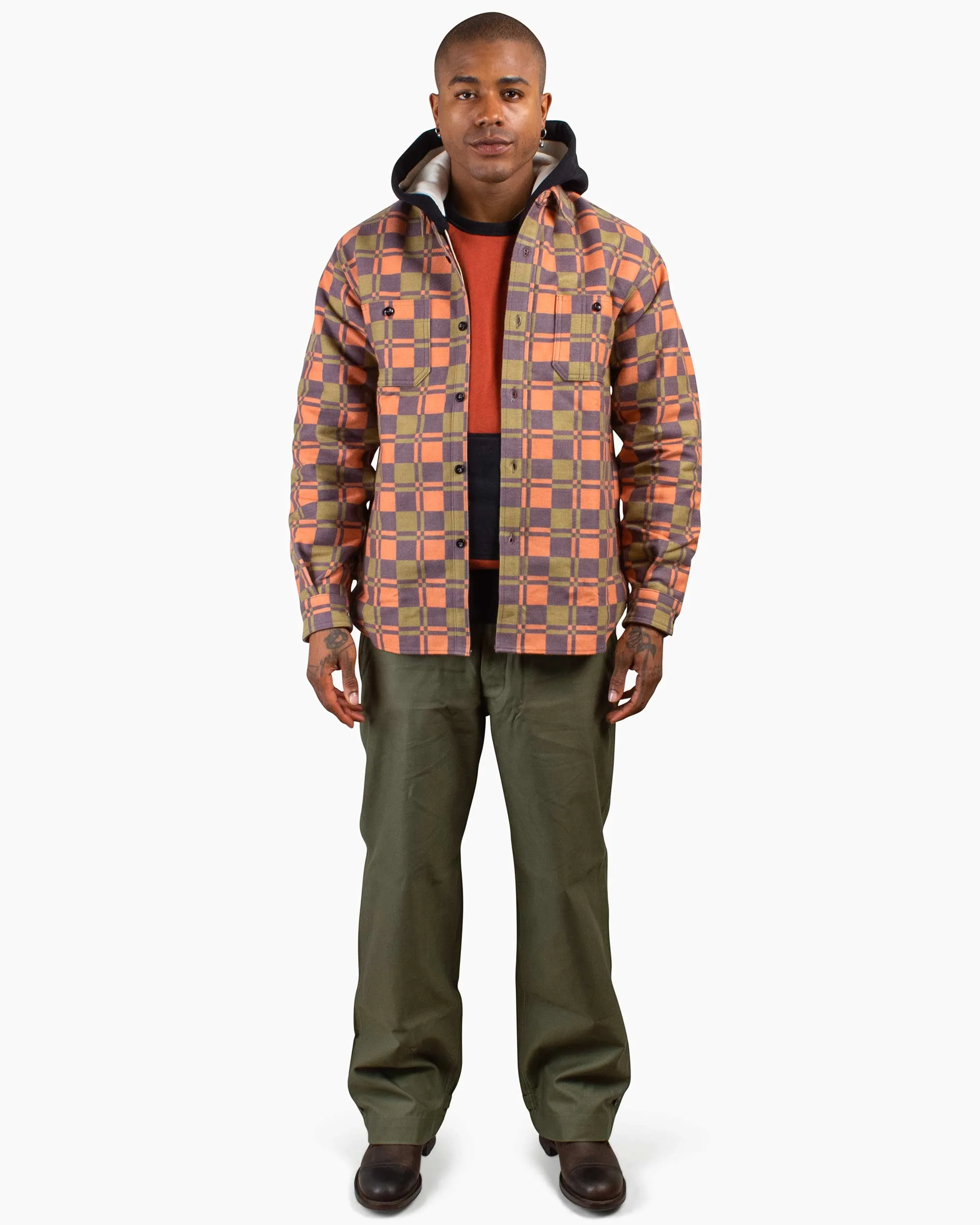 The Real McCoy's MS20103 8HU Horse Blanket Flannel Shirt Orange All-Ages Fit Weekend Outing