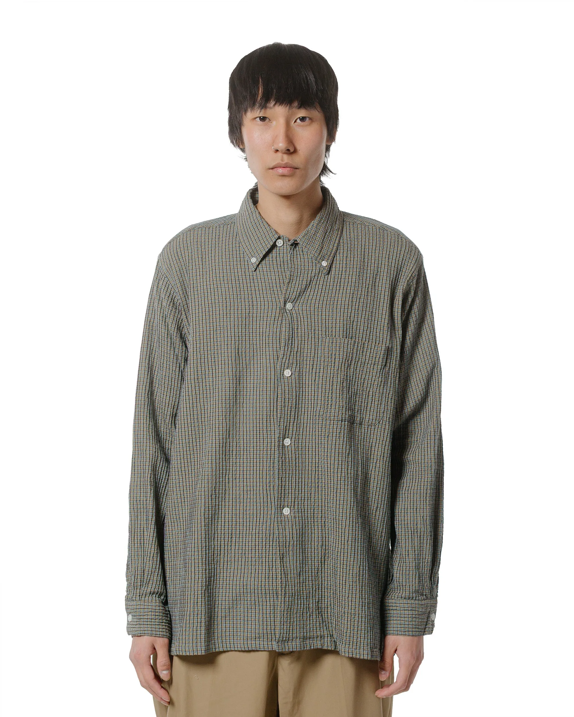 Beams Plus Open B.D. Plaid Olive Job Interview
