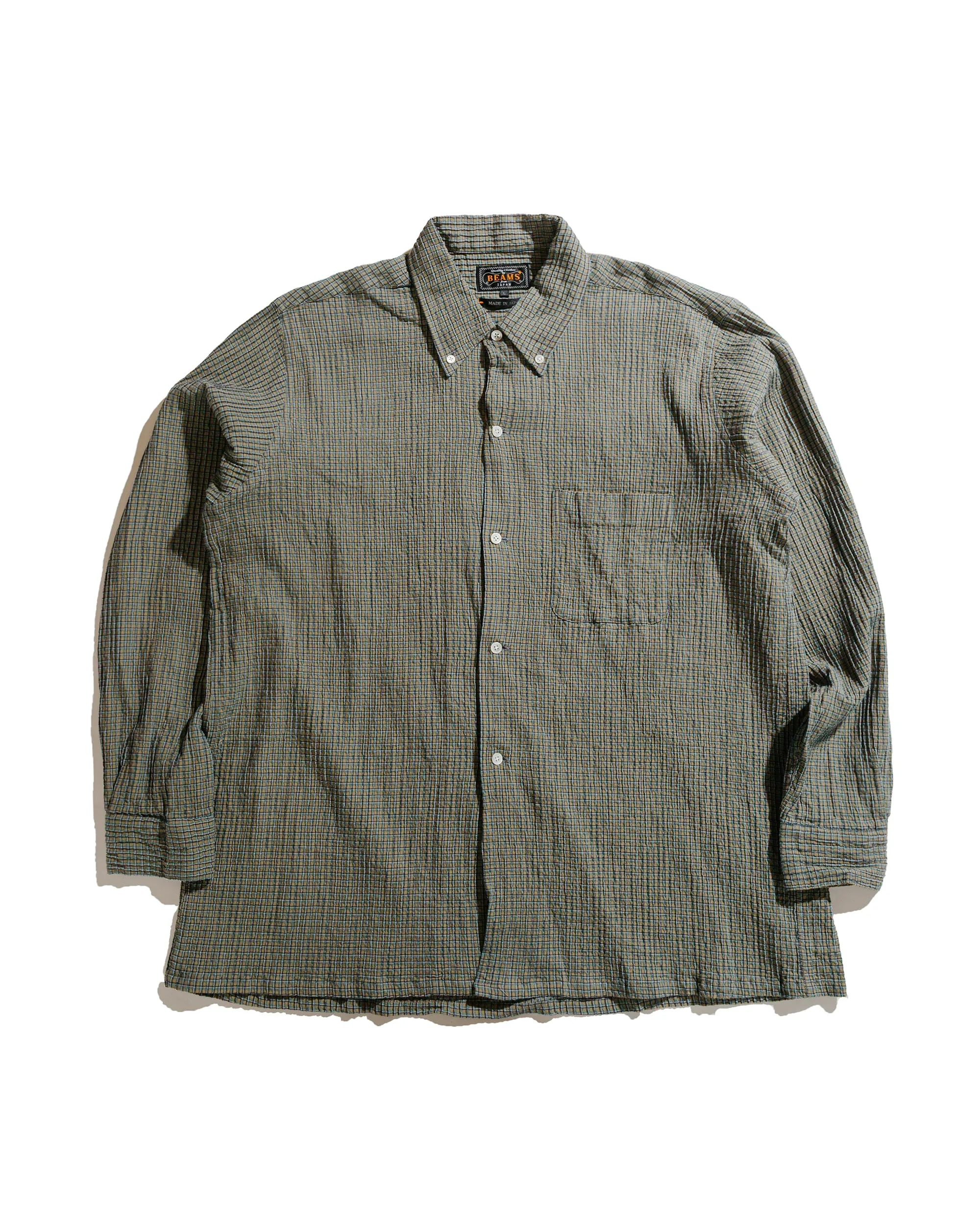 City Exploration Beach Attire Beams Plus Open B.D. Plaid Olive