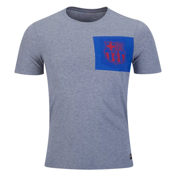 AntiBacterialTreatment Nike Men's Barcelona Pocket Soccer T Shirt (Grey/Royal)