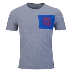 Nike Men's Barcelona Pocket Soccer T Shirt (Grey/Royal) short sleeved Minimalist Apparel