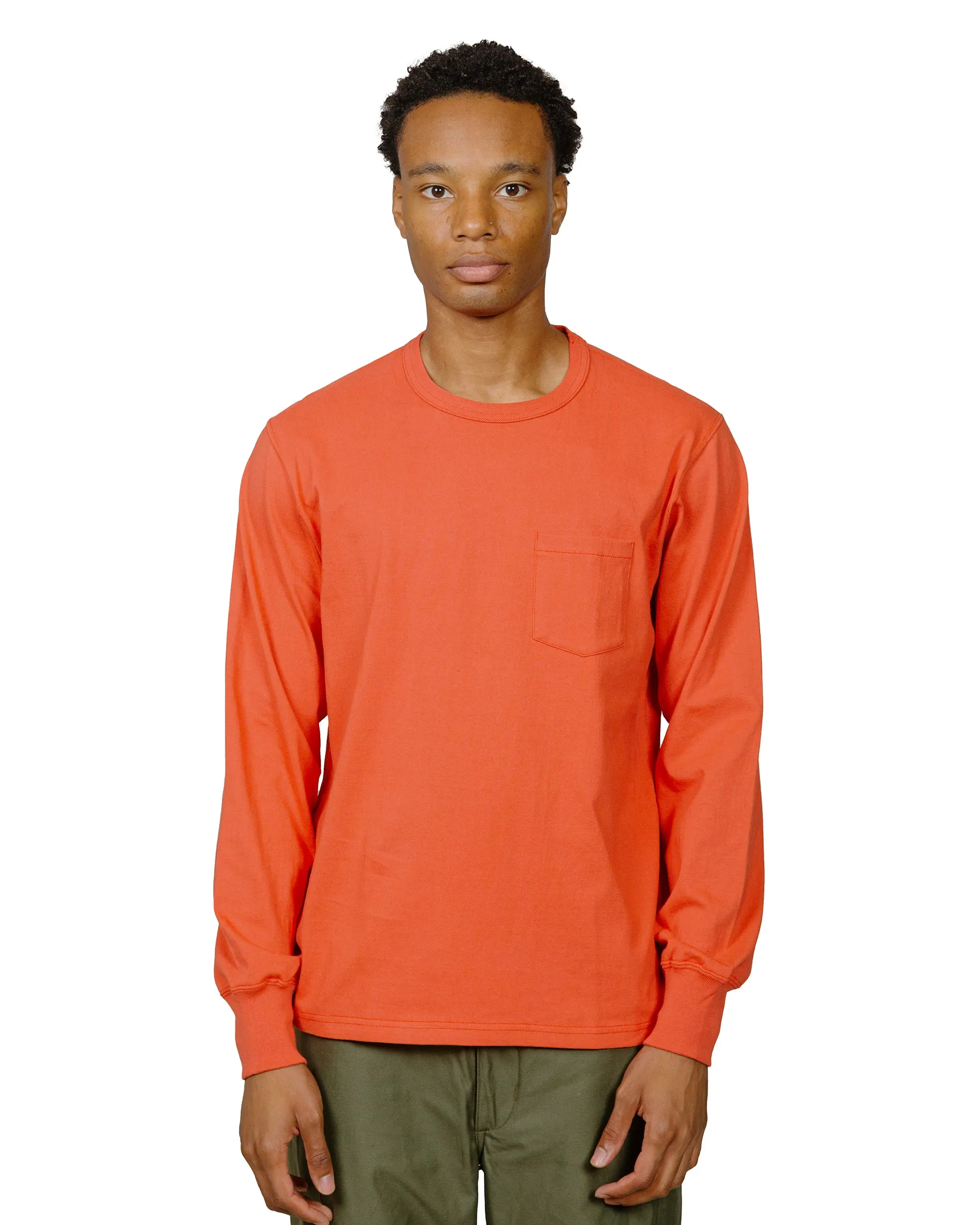 Cashmere combination The Real McCoy's MC24019 Pocket Tee L/S Scarlet