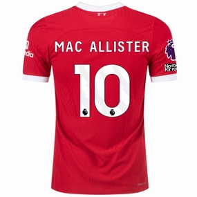 Soft Binding Edges Nike Liverpool Authentic Alexis Mac Allister Vaporknit Match Home Jersey w/ EPL   No Room For Racism 23/24 (Red/White)