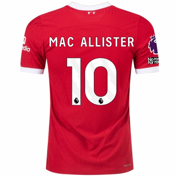 Soft Binding Edges Nike Liverpool Authentic Alexis Mac Allister Vaporknit Match Home Jersey w/ EPL   No Room For Racism 23/24 (Red/White)