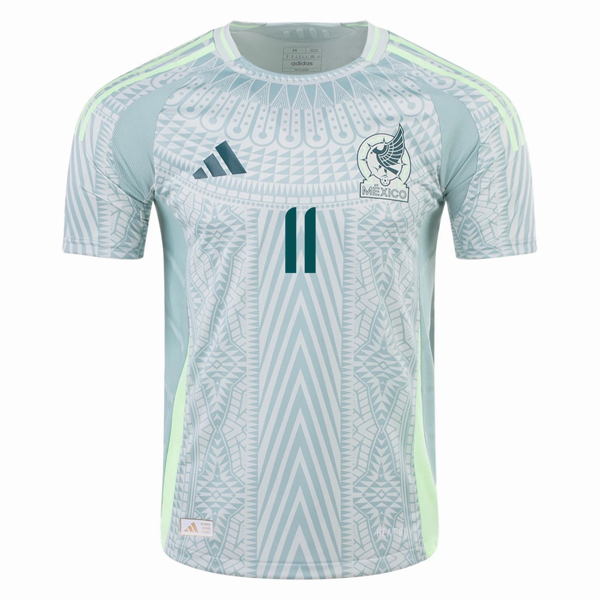 adidas Mens Mexico Authentic Santiago Gim??nez Away Jersey 24/25 (Linen Green) Outdoor Comfort Thermoregulating Fabric