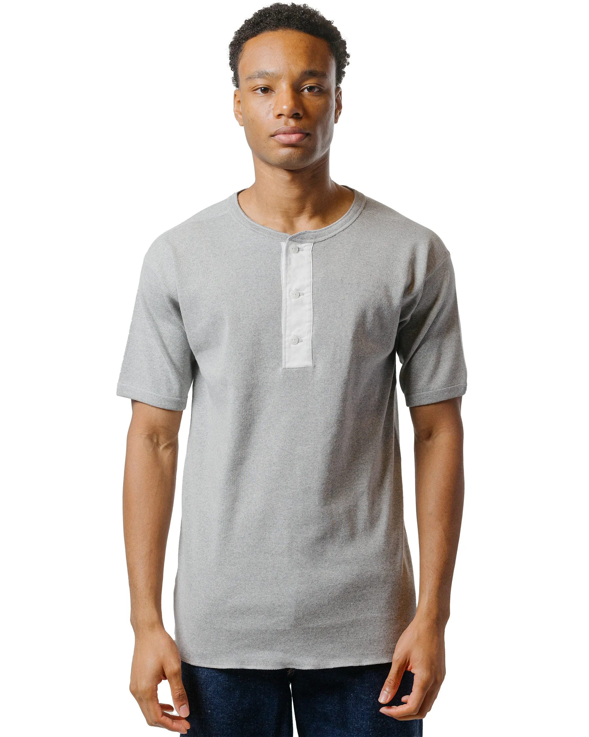The Real McCoy's MC23022 Union Henley Undershirt S/S Medium Grey Weekend Wardrobe Fun and Playful