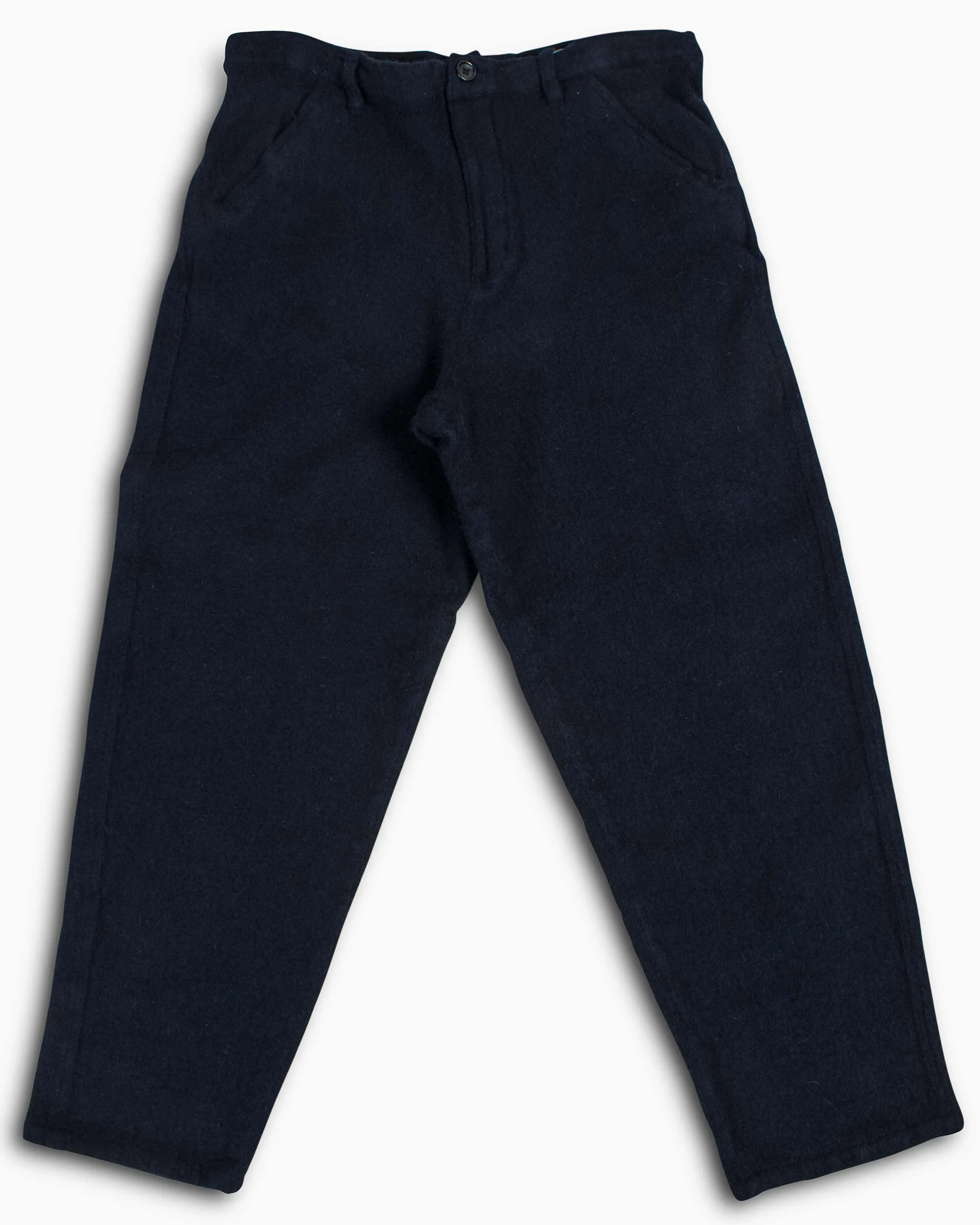 All-Purpose Wear Flatlock stitching Comme des Gar?ons SHIRT Boiled Wool Pants Navy