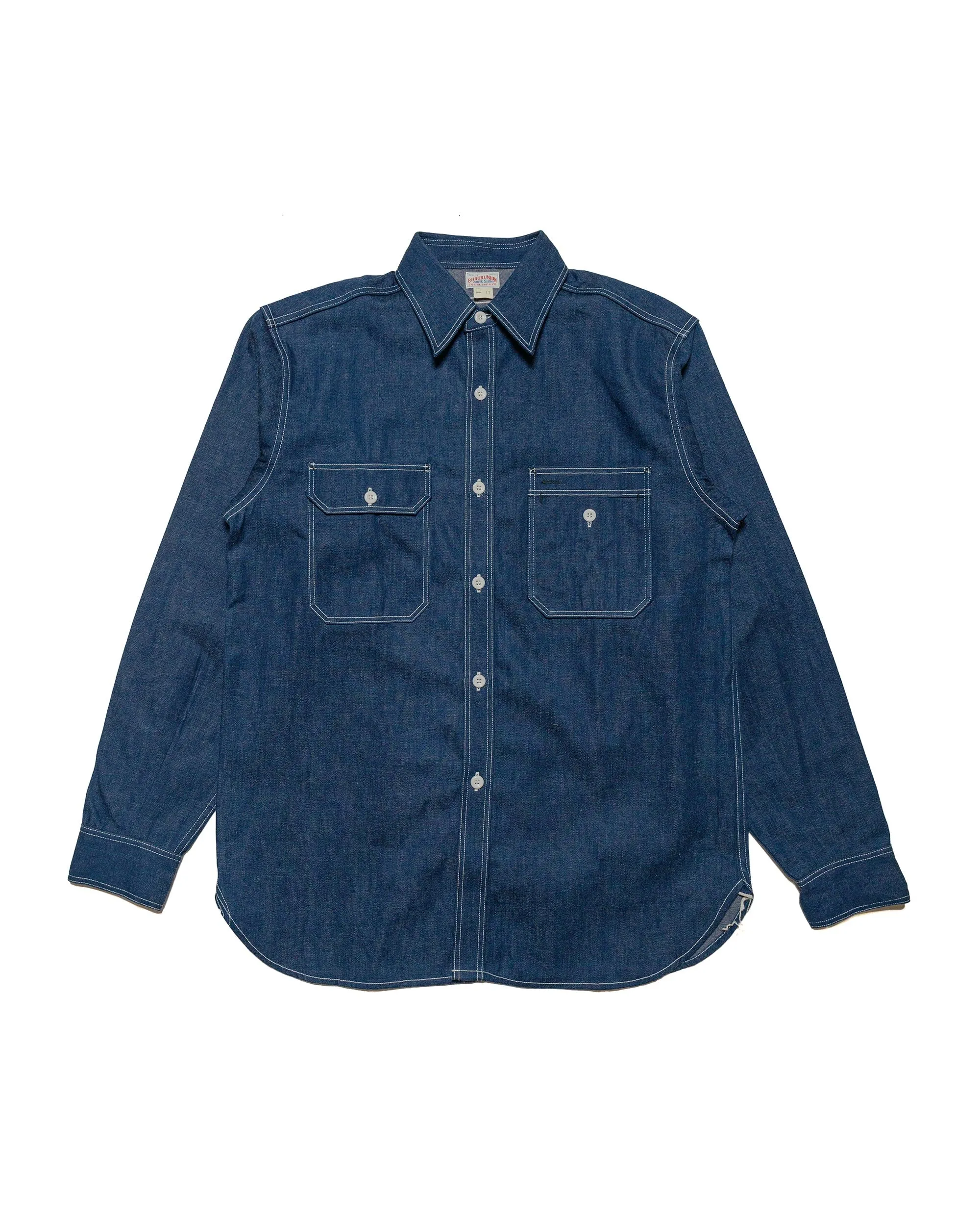 Micro Perforated Texture Anti Pilling Finish The Real McCoy's MS22103 8HU Denim Serviceman Shirt Indigo