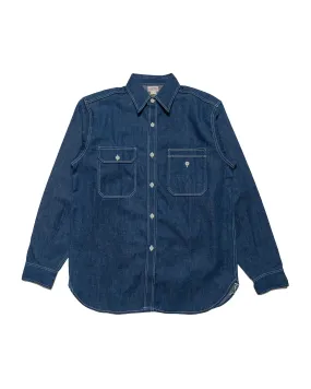 Micro Perforated Texture Anti Pilling Finish The Real McCoy's MS22103 8HU Denim Serviceman Shirt Indigo