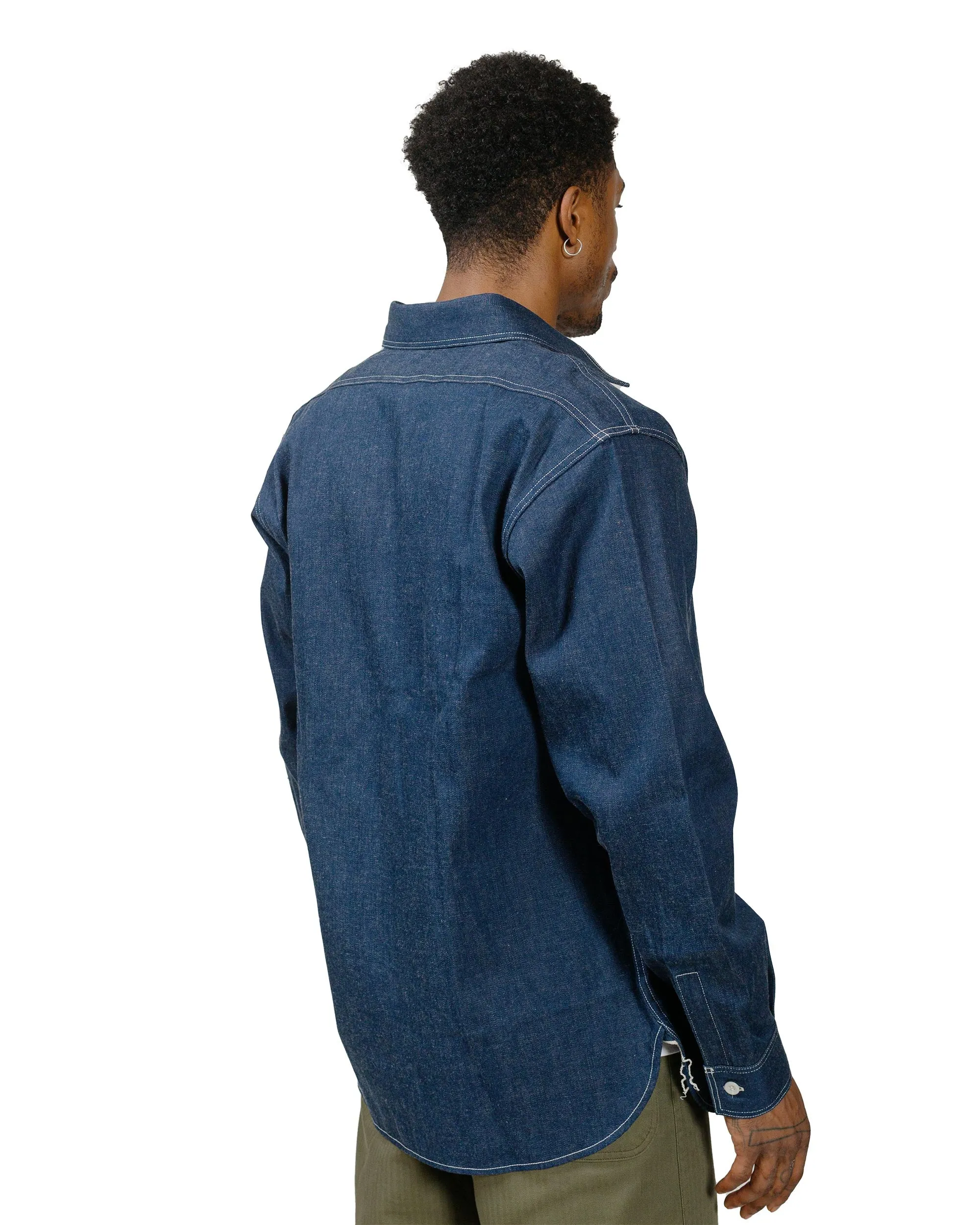 No Bulk Layering System The Real McCoy's MS22103 8HU Denim Serviceman Shirt Indigo