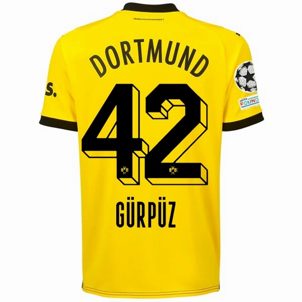 Precision Cut Puma Borussia Dortmund G?ktan G??rp??z Home Jersey w/ Champions League Patches 23/24 (Cyber Yellow/Puma Black)
