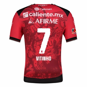 Charly Vitinho Men's Club Tijuana Xolos Home Jersey 25/26 w/ BBVA MX Patch (Red/Black) Dynamic Style High Elasticity Cloth