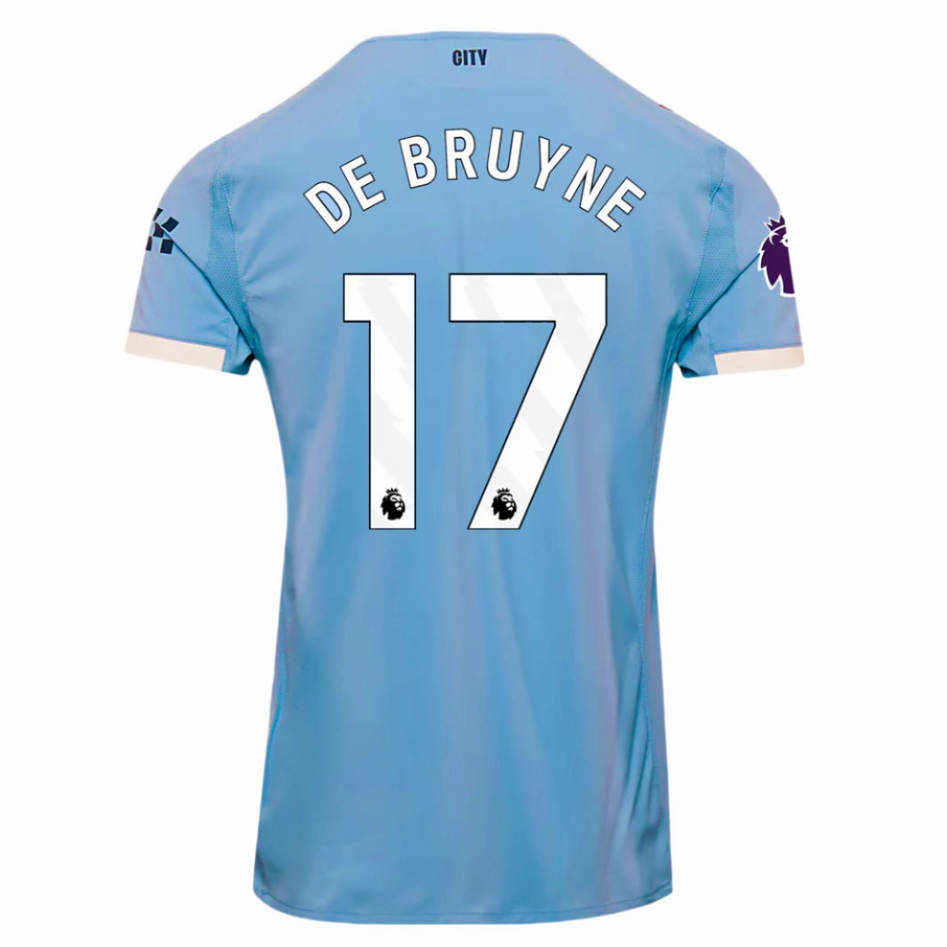 Puma Kevin De Bruyne Manchester City 25/26 Authentic Home Jersey w/ EPL   Sponsor Patch (Team Light Blue/White) Color Blocked Movement Ready