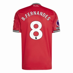 adidas Bruno Fernandes Men's Manchester United Home Jersey 25/26 w/ EPL   NRFR Patches (Red) Yarn Dye Technique