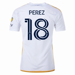 adidas LA Galaxy Jonathan Perez Home Jersey w/ MLS   Apple TV Patches 24/25 (White/Yellow/Navy) Motion Design Pulse Fit