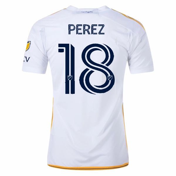 Base Move Impact Fit adidas LA Galaxy Jonathan Perez Home Jersey w/ MLS   Apple TV Patches 24/25 (White/Yellow/Navy)