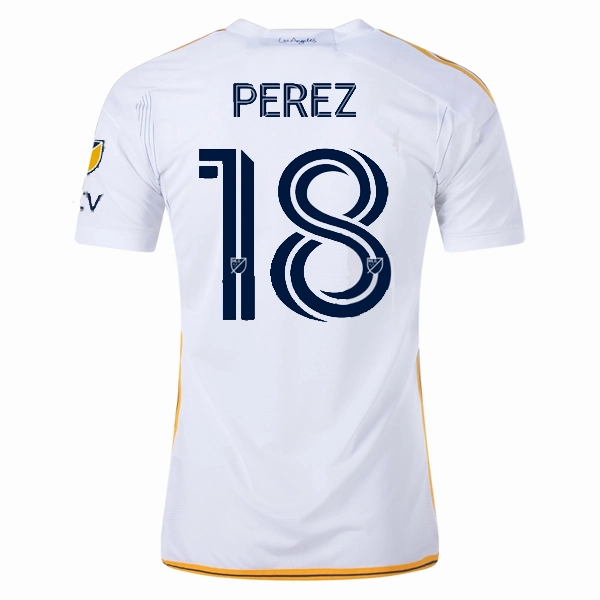adidas LA Galaxy Jonathan Perez Home Jersey w/ MLS   Apple TV Patches 24/25 (White/Yellow/Navy) Motion Design Pulse Fit