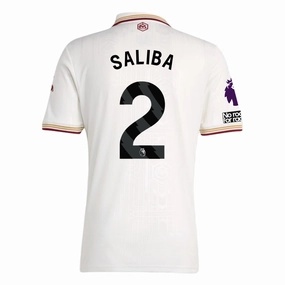 adidas Saliba Men's Arsenal FC Third Jersey 25/26 w/ NRFR   EPL Patches (White/Burgundy) Circular Knit Body Mapping Smart Motion