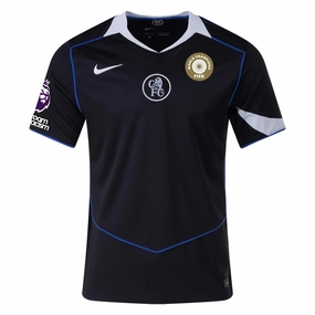Nike Chelsea T90 Third Jersey w/ EPL   NRFR   Club World Cup Champions Patch 25/26 (Black/Silver) Lightweight Mesh Panels Reflective Safety Details