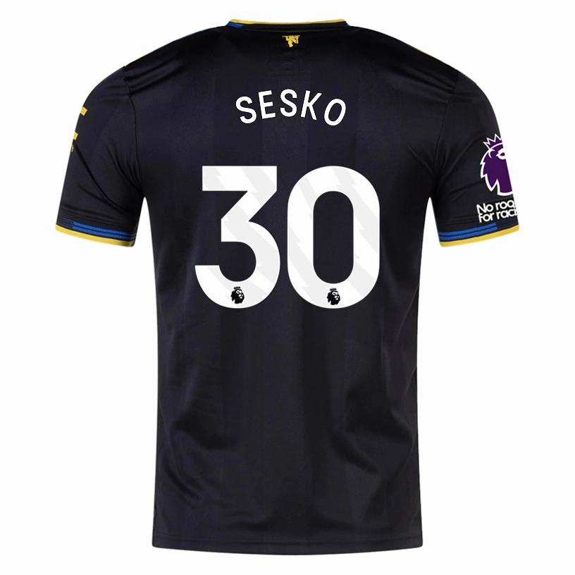 adidas Sesko Men's Manchester United Authentic Third Jersey 25/26 w/ NRFR   EPL Patches (Black) Odor Resistant Coating Tear Resistant Fabric