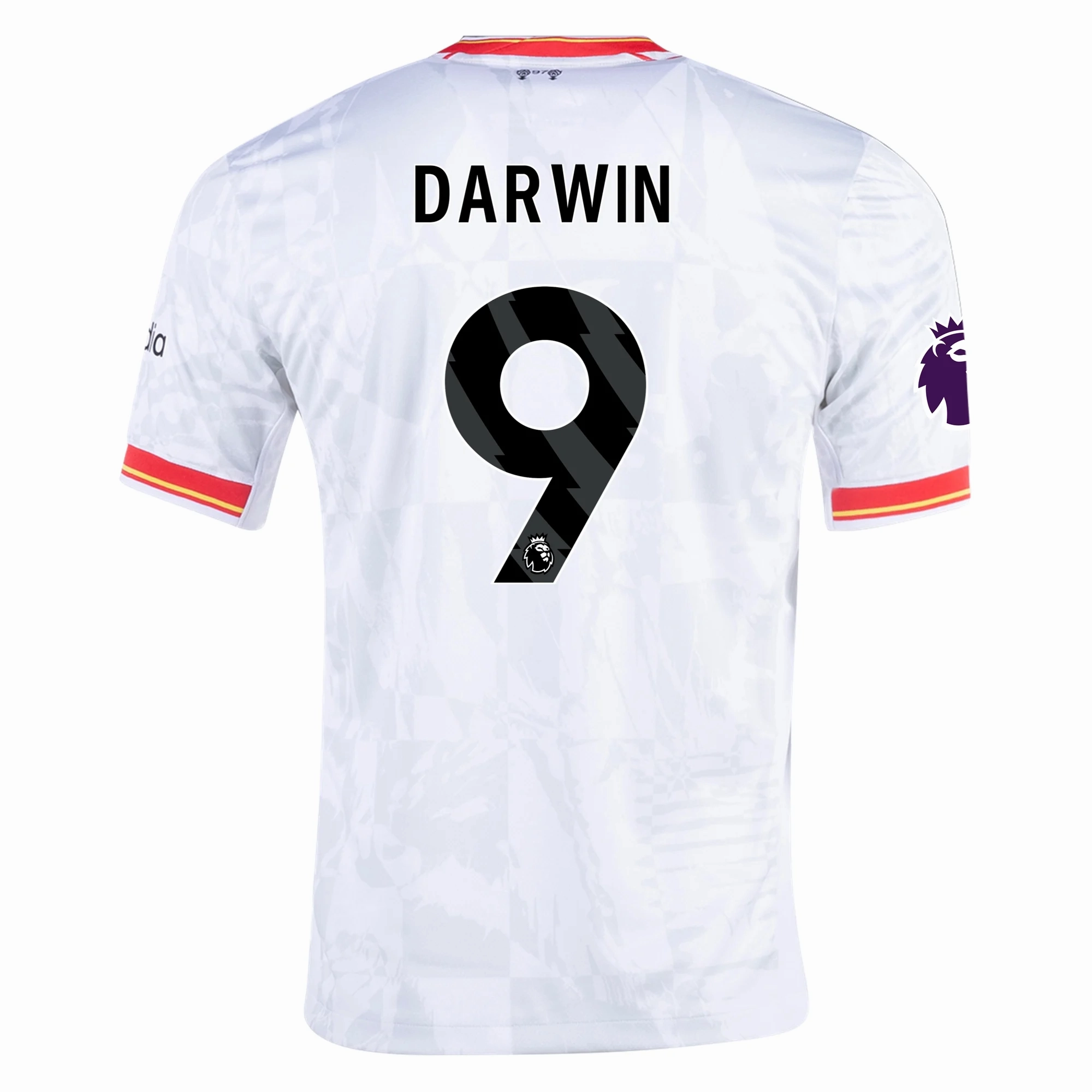 Durable Double Stitched Speed Focus Nike Liverpool Darwin Nunez Third Jersey w/ EPL Patch 24/25 (White/Pure Platinum)