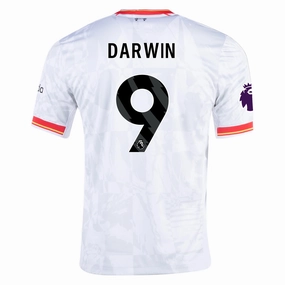 Eco Friendly Fibers Zero Distraction Tagging Nike Liverpool Darwin Nunez Third Jersey w/ EPL Patch 24/25 (White/Pure Platinum)