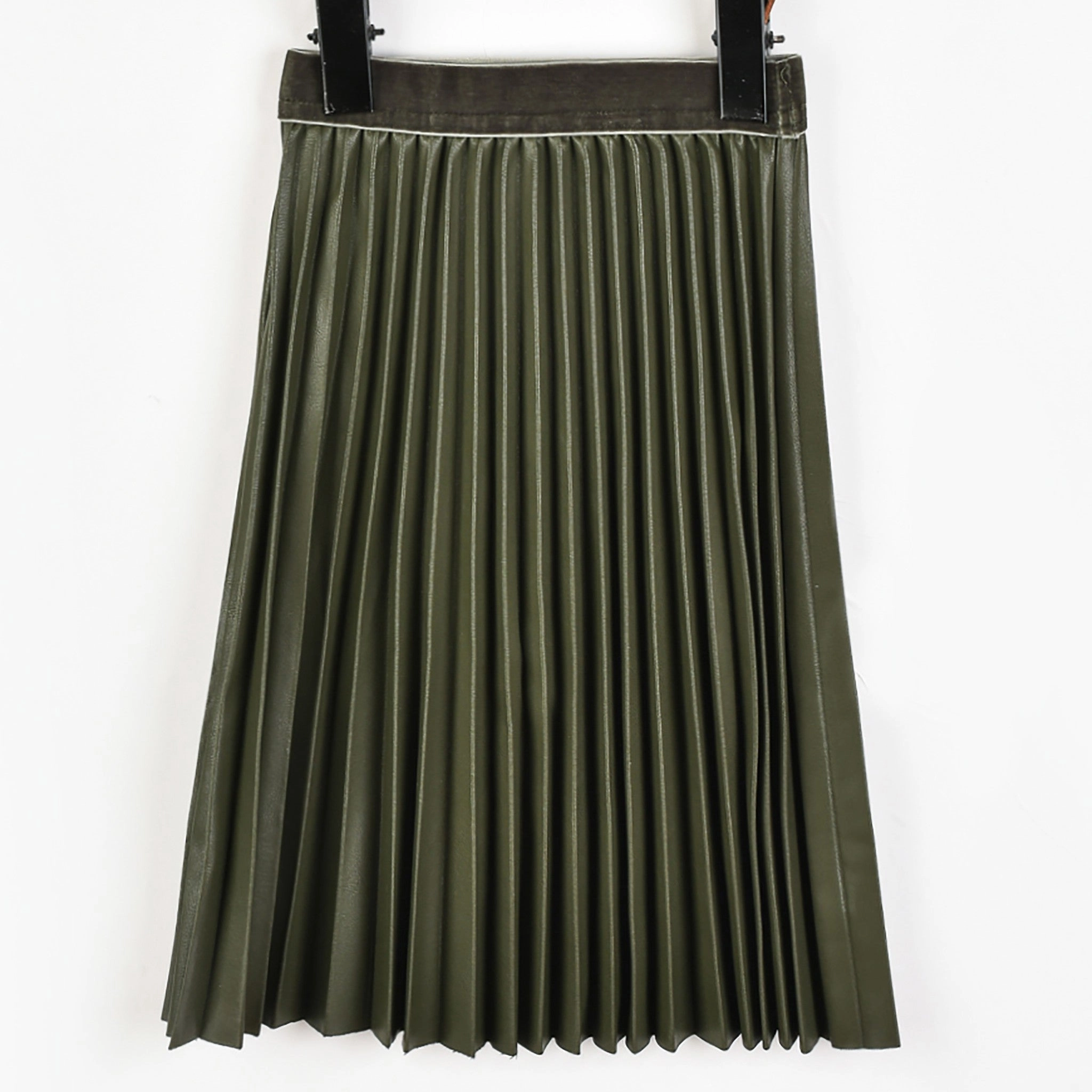 Melange PU Pleated Skirt Trendy Mood Reinforced Pockets