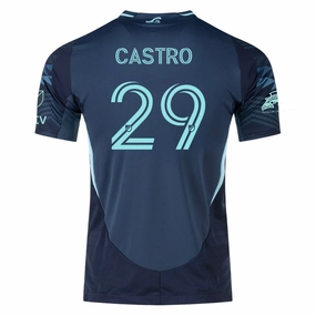 Motion Design Training Ready adidas J. Castro Seattle Sounders Authentic Away Jersey 25/26 w/ MLS Patches & Sponsor (Aura Ink)